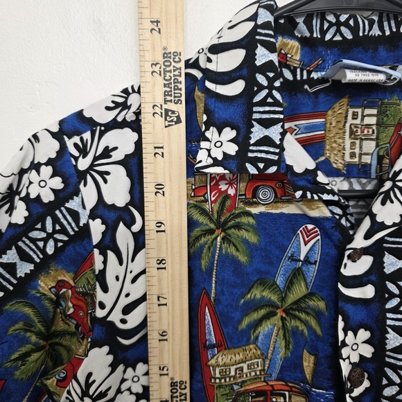 Blue and White Casual Button Down Shirt with Floral Design Boy Size 14 - Picture 7 of 10